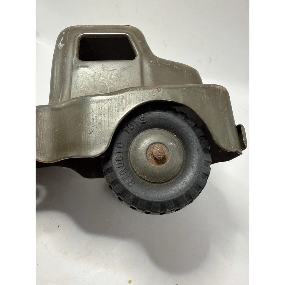 Vintage Structo Toys‎ Military Flatbed Truck Pressed Steel Army Green